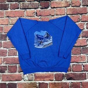 Zermatt Switzerland Vintage 80s Sweatshirt Skier Mountain